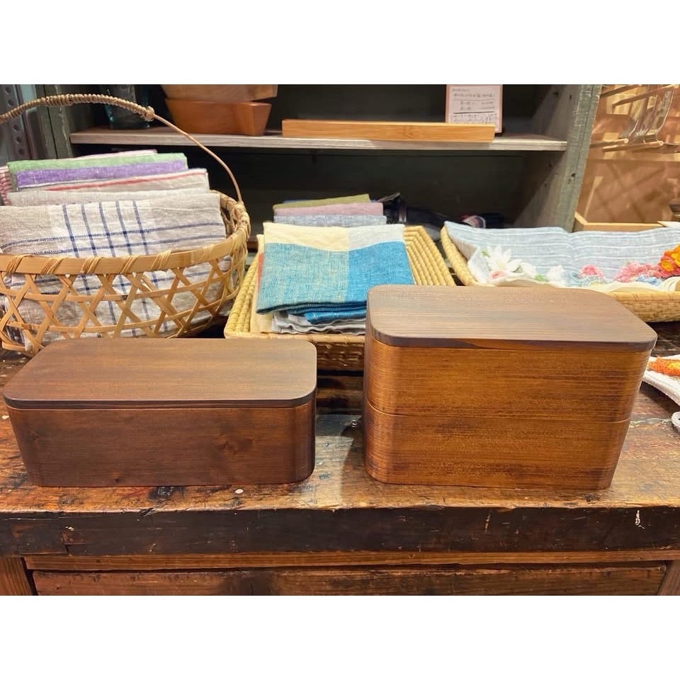 大館天然秋田杉、二段重 仕切り付き 天然秋田杉の2段重大